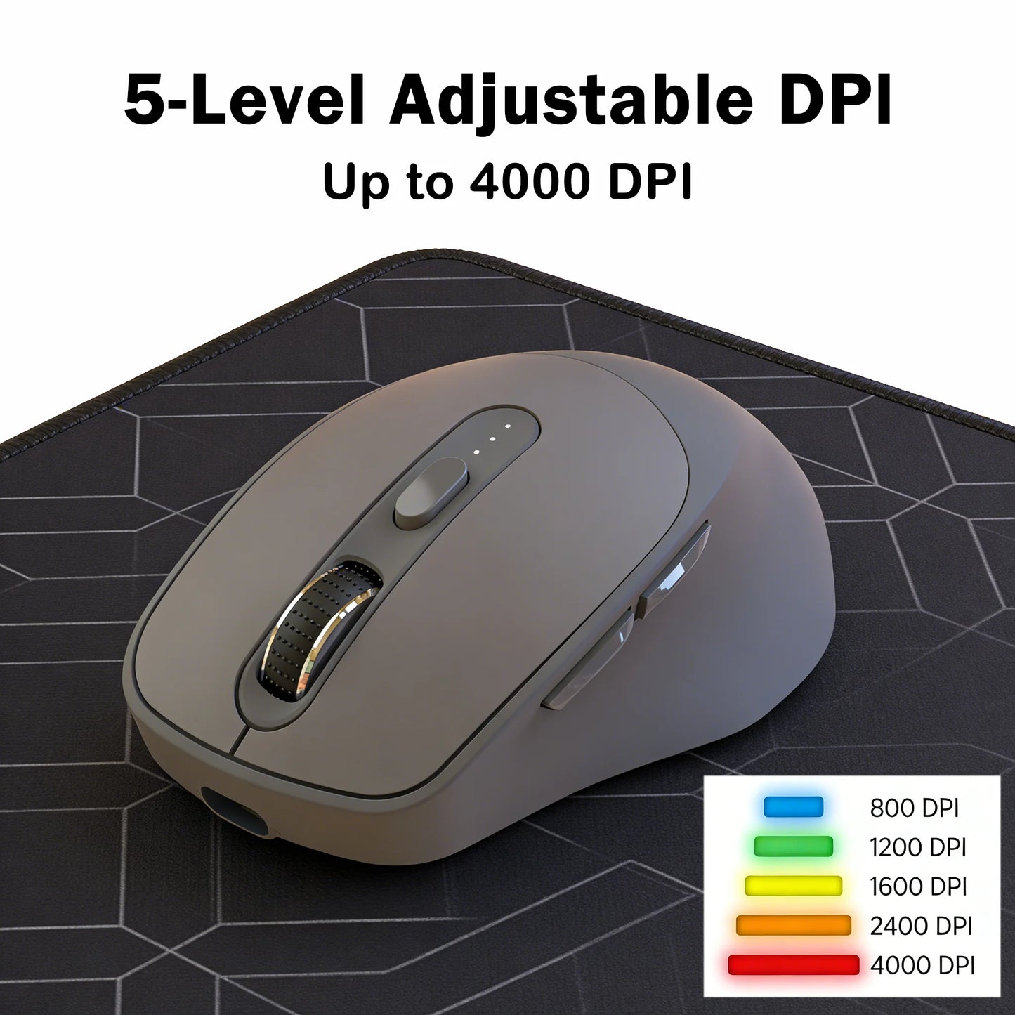 Ratón inalámbrico FREEWOLF X7 Bluetooth 2.4G de modo dual, silencioso, recargable, 4000DPI, con indicador de batería, ergonómico para PC, Mac y portátil