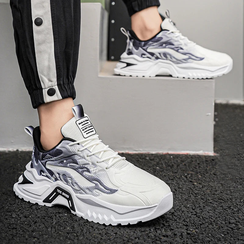 Herren-Sportschuhe, modische Schnürschuhe, vielseitig, rutschfest, mit dicker Sohle, bequeme Freizeit-Laufschuhe für Teenager und Herren, für den täglichen Gebrauch