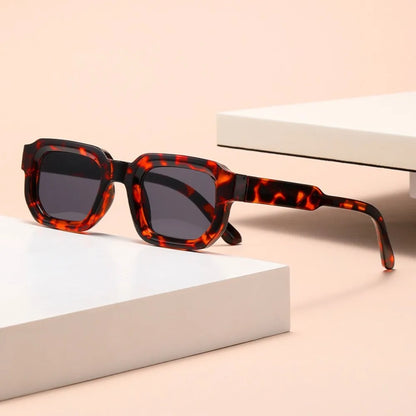 UV Protection Small Frame Square Sunglasses Punk Square Women Sun Glasses Leopard Print UV400 Retro Eyewear Photography