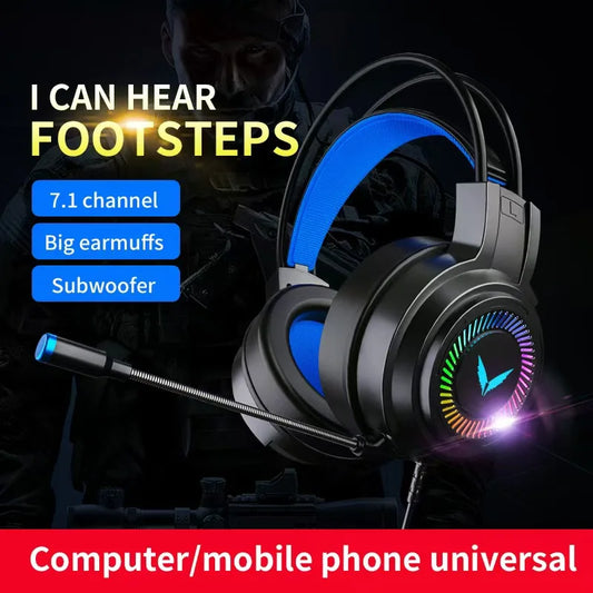 G58 7.1 Surround Sound Gaming Headset Wired Gaming Headphones with Noise Cancelling Mic, RGB LED Gaming Headset for PC & Laptop PUBG Esports