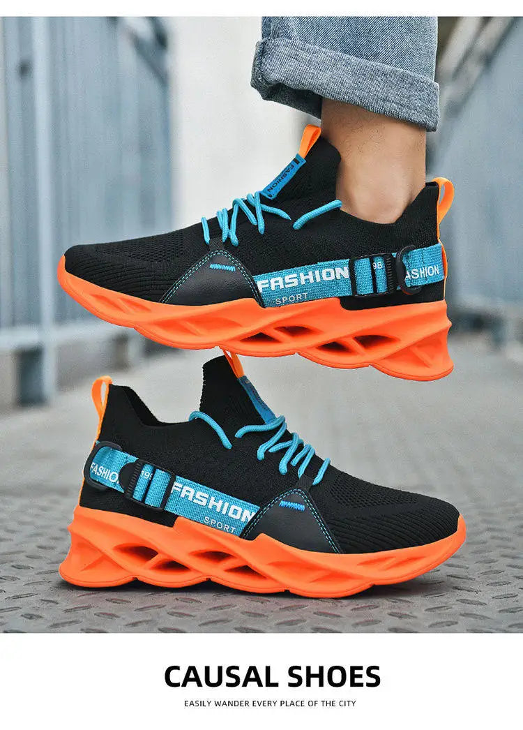 Zapatillas deportivas casual moradas de moda en oferta para mujer y hombre, calzado running con suela tipo blade, talla grande 48, ligeras y transpirables, zapatillas deportivas de malla para hombre