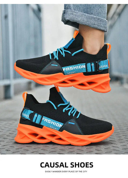 Zapatillas deportivas casual moradas de moda en oferta para mujer y hombre, calzado running con suela tipo blade, talla grande 48, ligeras y transpirables, zapatillas deportivas de malla para hombre