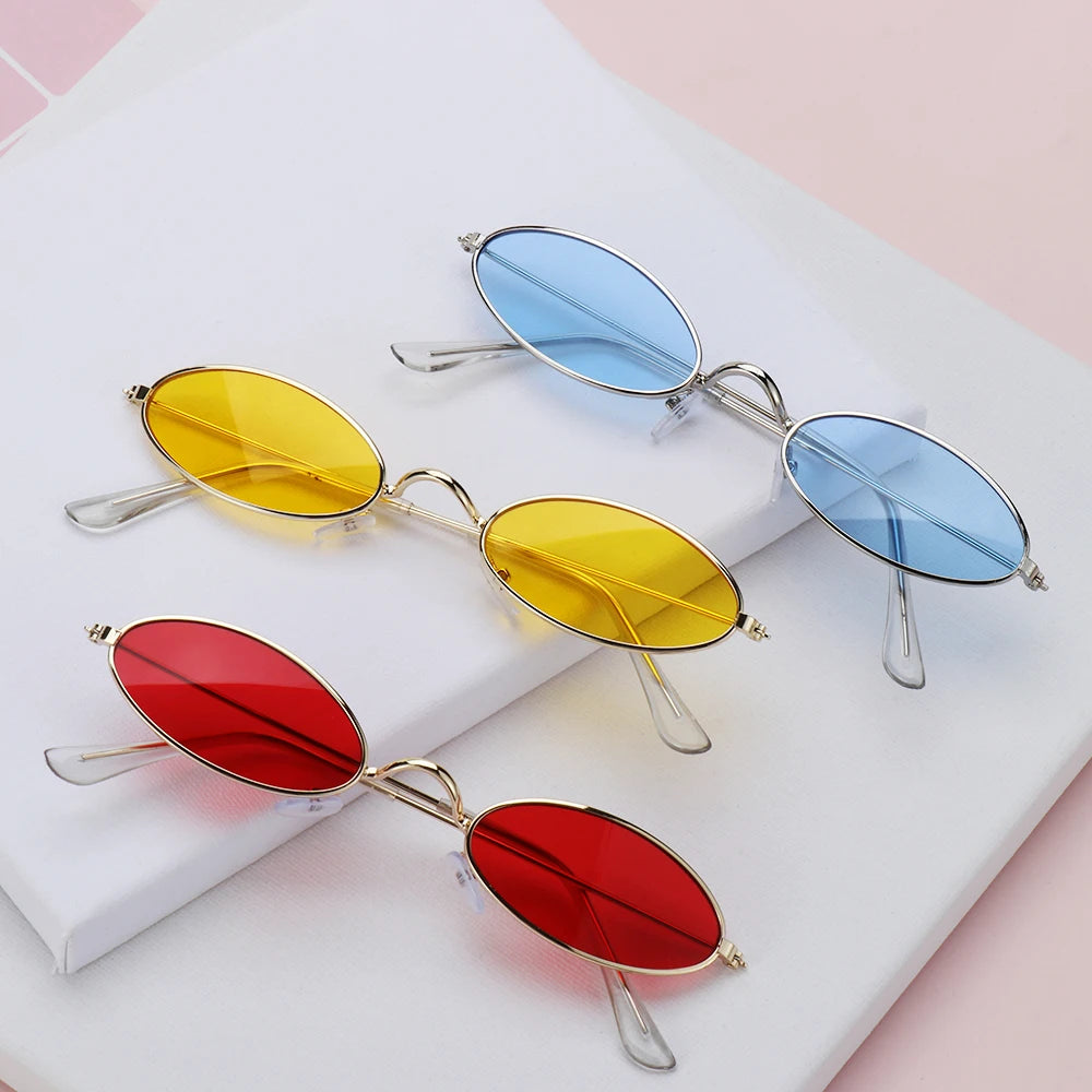 1PC Unisex Retro Small Frame Oval Sunglasses UV400 Fashion Design Sun Glasses Summer Vintage Shades Eyeglasses Accessories