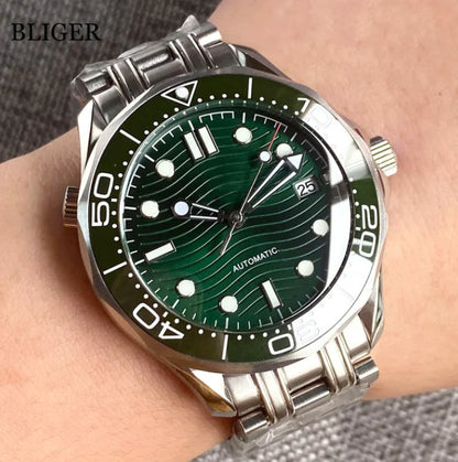 BLIGER Luxury 41mm Mechanical Men's Watch Sapphire Glass NH35AMIYOTA PT5000 Movement Steel Bracelet Ceramic Bezel Date Function