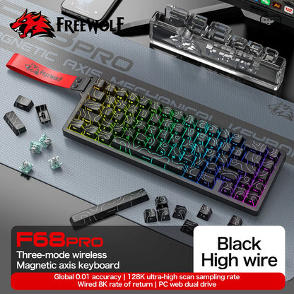 Magnetic Switch Keyboard ATTACK SHARK X68HE X68PRO HE and FREEWOLF F68 Wired F68Pro Wireless for Pro Gaming 0.01mm Rapid Trigg