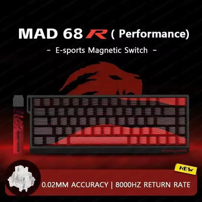 MADLIONS MAD 60/68HE Gaming Magnetic Switch Keyboard Wired Key Web Drive Custom 8K 61/68 Return RT Adjustable Keystroke Hot Swap