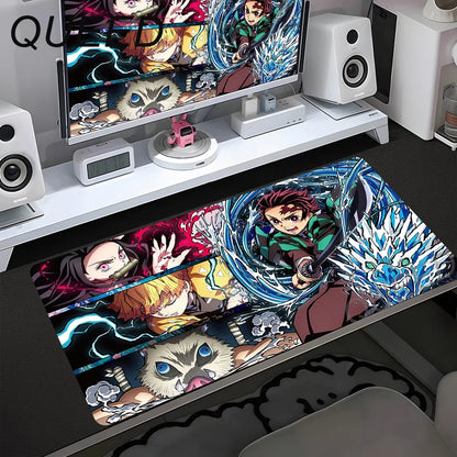 Computer Table Mat Keyboard Desk Pads Anime Mouse Pad Kawaii Girl Mausepad 900x400mm Rubber Non-slip Mouse Mats Demon Slayers XL