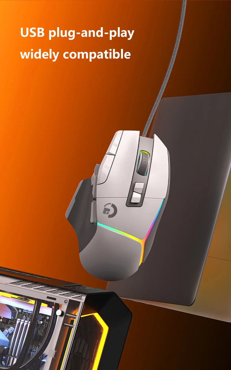 Langaton ergonominen pelihiiri, USB-ladattava Bluetooth-hiiri, optinen sensori, ohjelmoitava pelihiiri langallisella yhteydellä Windowsille