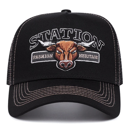 2025 Personalized New STATION Bullhead Truck Hat Men's Skateboarding Hat HipHop Hat Women's Casual Sun Hat Baseball Hat Mesh Hat