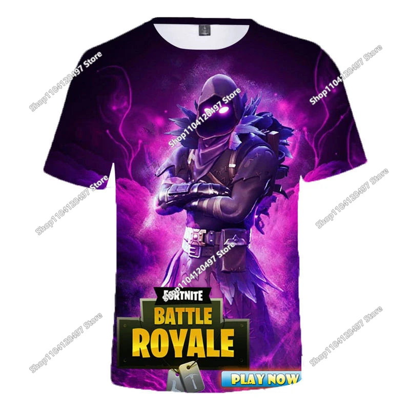T-shirt 3D natalizia Fortnite, maglietta Battle Royale streetwear per bambini, Victory Game, uomo e donna, T-shirt Harajuku per adolescenti