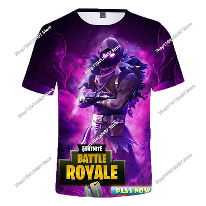 T-shirt 3D natalizia Fortnite, maglietta Battle Royale streetwear per bambini, Victory Game, uomo e donna, T-shirt Harajuku per adolescenti