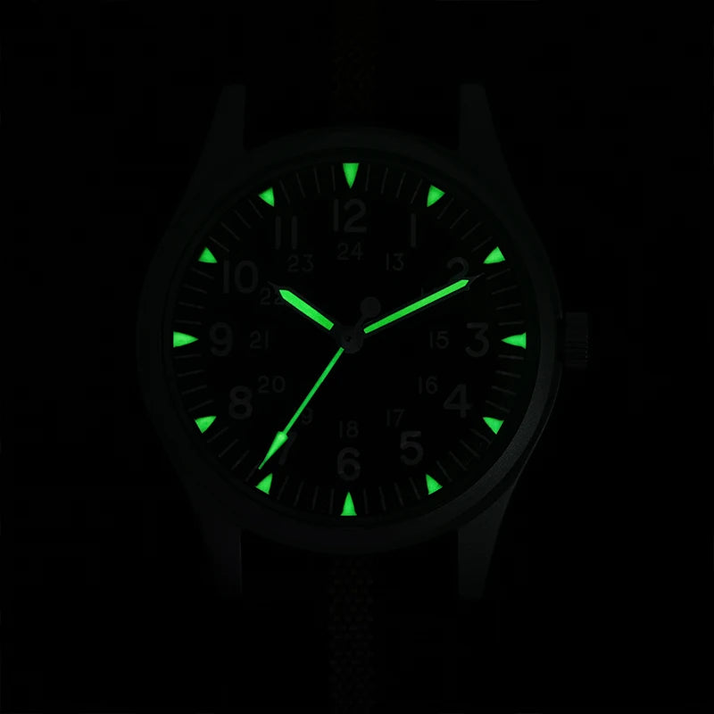 Militado ML07 Quartz Watch VH31 Sweep Movement Domed Sapphire Crystal Luminous 10Bar Waterproof 36mm Vintage Mens Watches