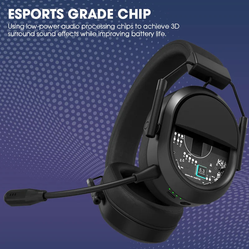 LDON kabelloses Gaming-Headset PS5 PS4 Bluetooth 2.4GHz Kopfhörer 3D-Surround-Sound Noise-Cancelling-Mikrofon niedrige Latenz