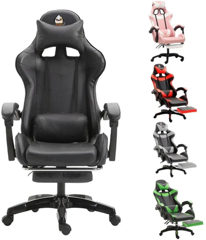 Ergonomic gaming chair, office chair, height adjustable,PU leather computer chair, with headrest and lumbar support, 360° swivel
