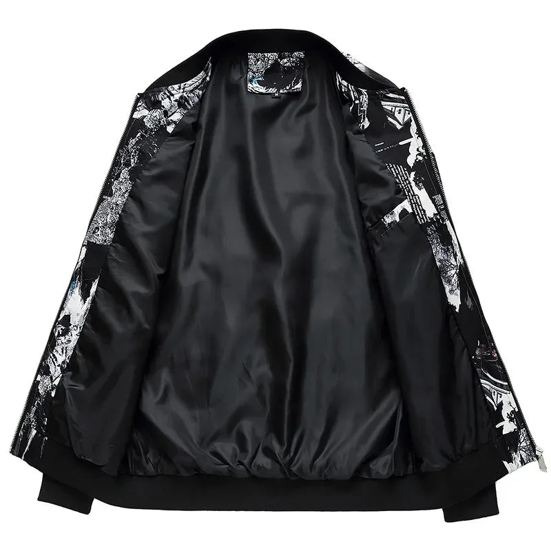 Spring and Autumn Men's Flower Jacket, Large Size Urban Casual Jacket, Multicolor Available