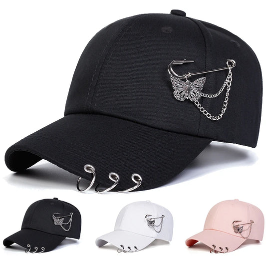 Unisex Butterfly Iron Ring Baseball Caps Spring Autumn Outdoor Adjustable Casual Hats Sunscreen Hat Sports Cap
