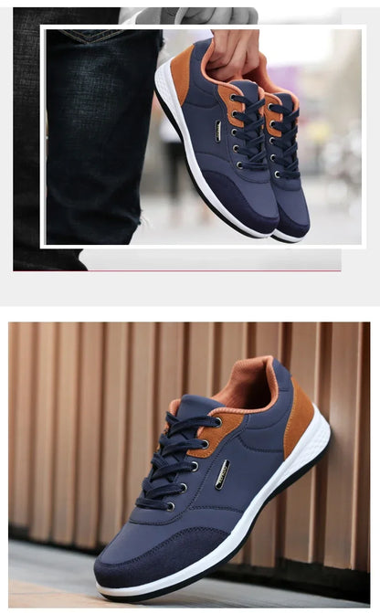 YRZL Herrenschuhe Frühling Herbst Wasserdichte Walking-Sneaker Freizeit-Ledersportschuhe für Herren Rutschfestes Schuhwerk Tennis für Herren