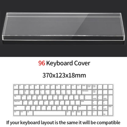 Custodia protettiva trasparente in acrilico per tastiera, copertura antipolvere per tastiera meccanica, per 60/61/64 96 98104/108 tasti, copertura per mouse, copertura per tastiera