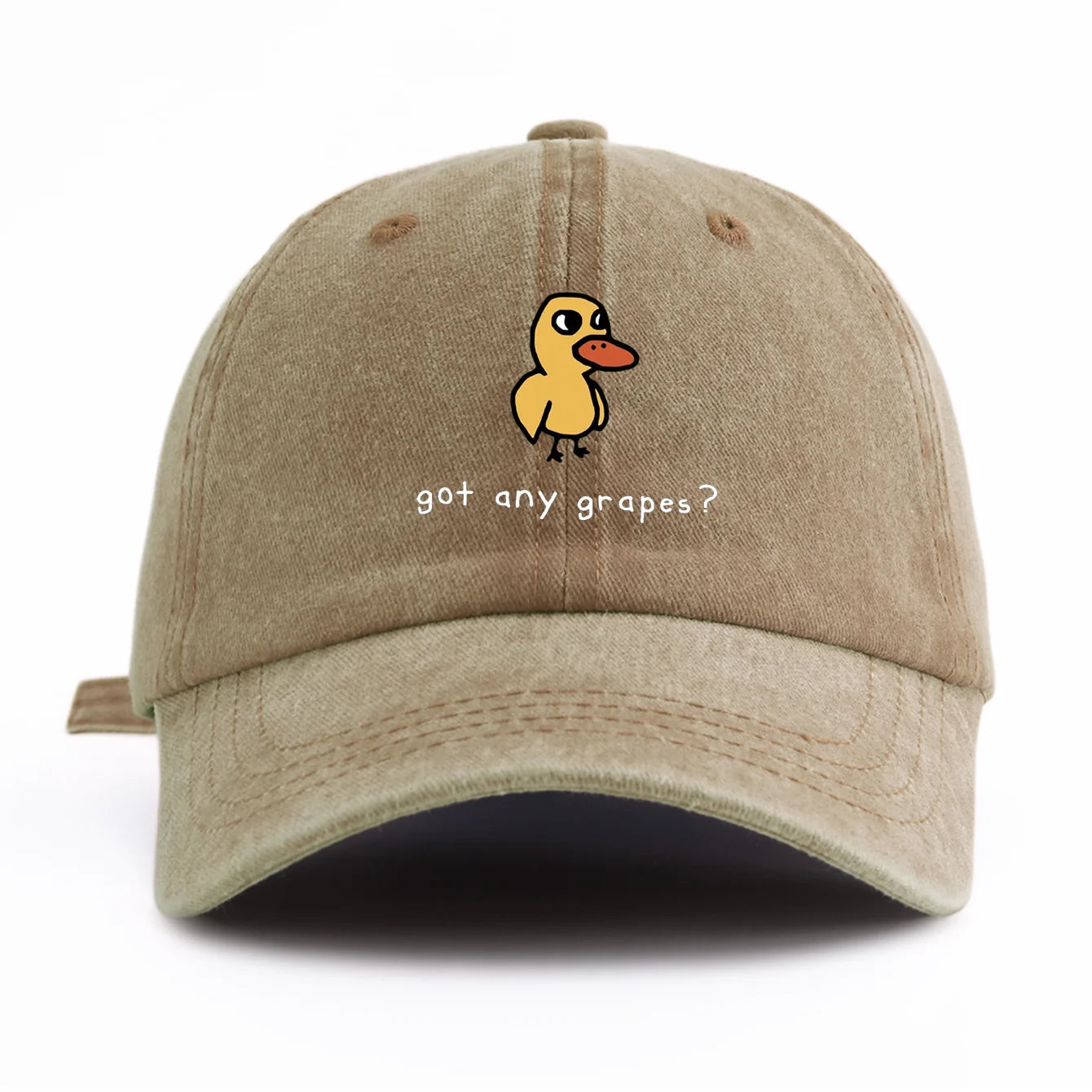 1pc GOT ANY GRAPES Print Washed Baseball Cap for Adults,Minimalist Retro Style Casual Soft Adjustable Dad Hat,Perfect As Gift