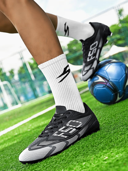 Unisex AG FG Soccer Shoes PU Woven Fabric Upper TPU Shockproof Sole Wear-Resistant Anti-Slip Teenager Competition Sneakers