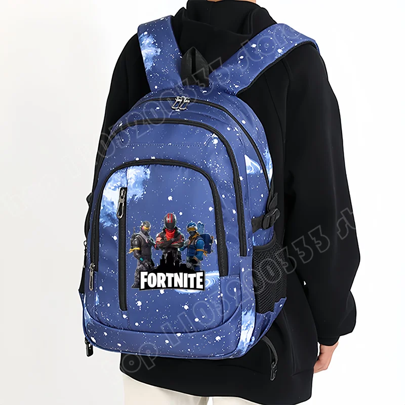 Раница Fortnite Starry Sky с голям капацитет, водоустойчива чанта за лаптоп с принт на игрови персонаж, ученическа раница за момчета и момичета за връщане в училище