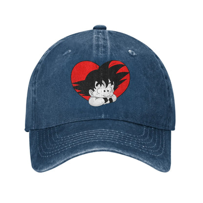 Dragon Ball DBZ Goku Baseball Caps Distressed Cotton Red Heart Headwear Unisex Style Outdoor All Seasons Travel Gift Hats Cap