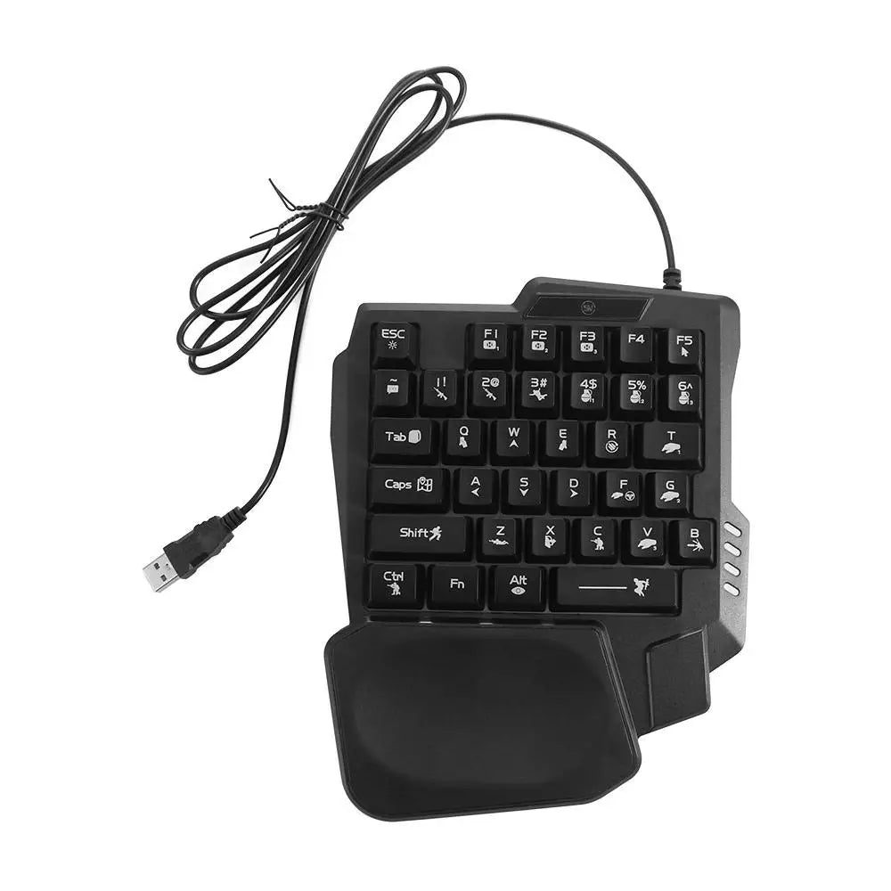USB Single Hand Keyboard Luminous Ultra-slim One Handed Keyboard 3 Color Backlight 35 Keys Gaming Mechanical Keyboard Laptop