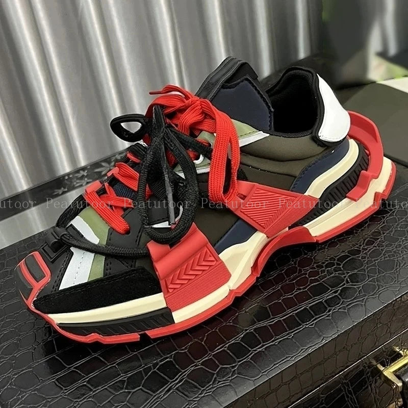Size 35-46 Women’s and Men’s Sports Shoes High-Quality Patchwork Casual Sneakers Lace-Up Fashion Platform Sports Running Shoes Hot