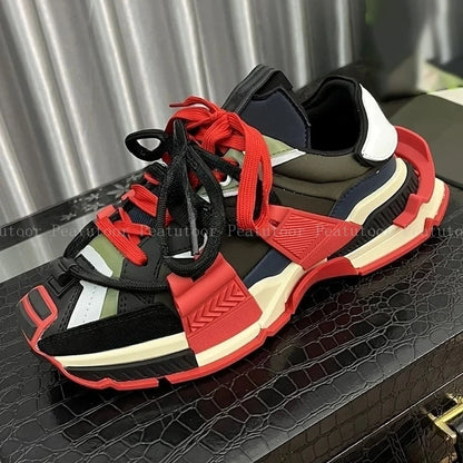 Size 35-46 Women’s and Men’s Sports Shoes High-Quality Patchwork Casual Sneakers Lace-Up Fashion Platform Sports Running Shoes Hot