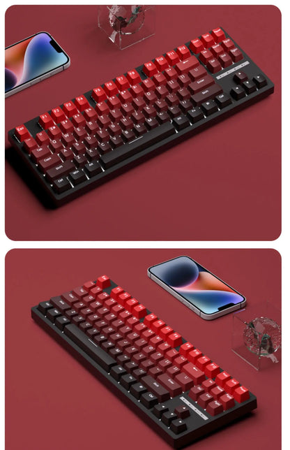 Nuovi keycap per tastiera meccanica da gaming 60/64/84/98/108 con switch MX, 135 tasti, profilo OEM, PBT, incisione laterale, sfumatura rosso e nero