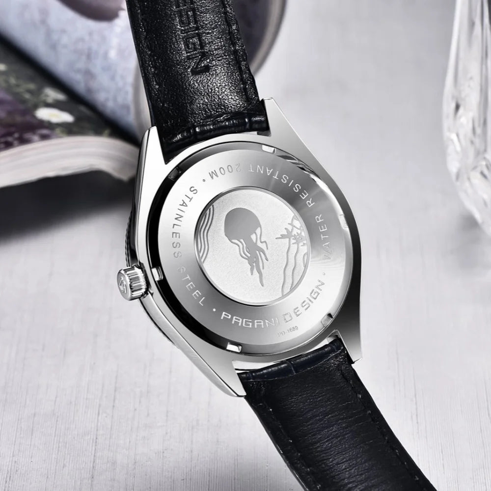 PAGANI Design PD1689 Men's Quartz Watch Japan VH65 Movement Sapphire Glass Leather Strap 20Bar Waterproof Men's Wristwatch