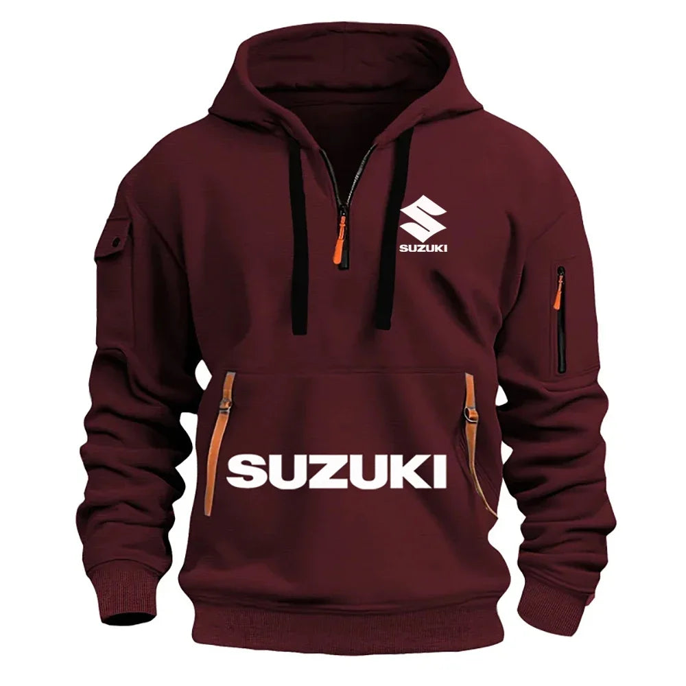Suzuki's New Men's Hooded Sweatshirt Casual Outdoor Sports Sweatshirt Warm for Autumn and Winter Perfect for Motorcycle Enthusiasts