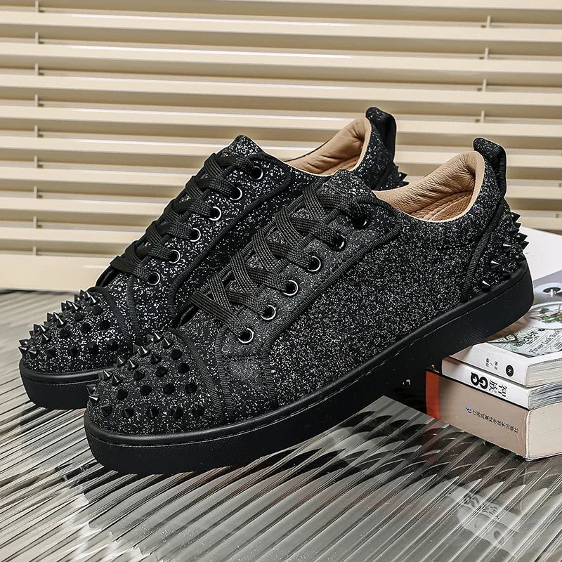 2025 New Men's Casual Shoes Comfortable Soft Punk Style Board Shoes Fashion Nail Anti Slip Wear Resistant Personalized Sneakers