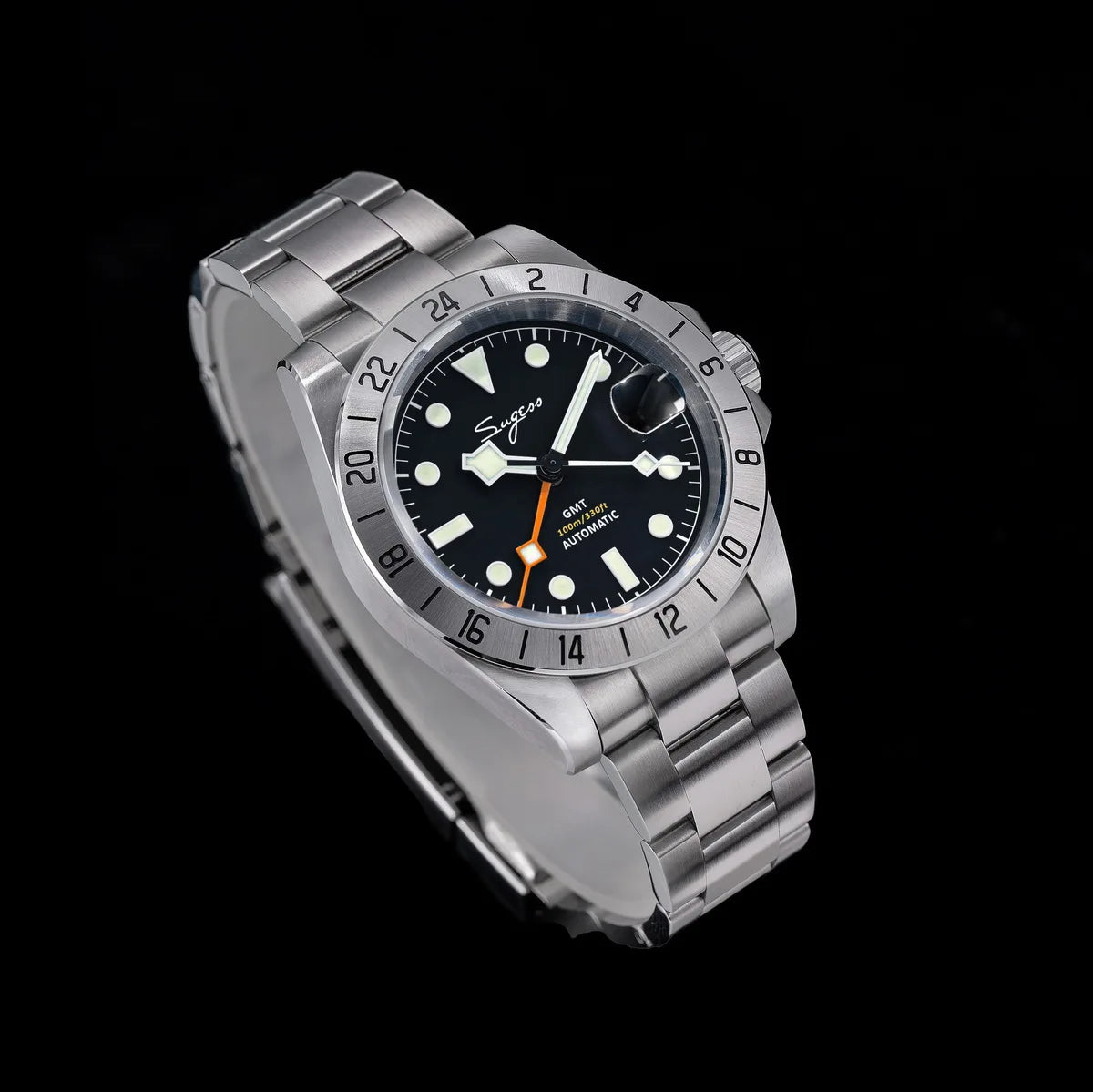 SEESTERN GMT Retro Watch for Men NH34 Automatic Movement Mechanical Wristwatches Sapphire Crystal Fine-tuning Pull Button S436