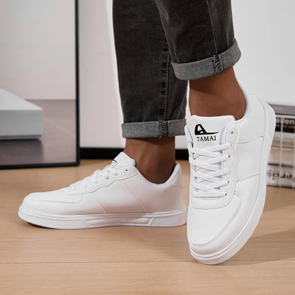 Leather Men White Sneakers Breathable Skateboarding Shoes Men's Outdoor Walking Running Shoes Couple Casual Shoes Size 36-45