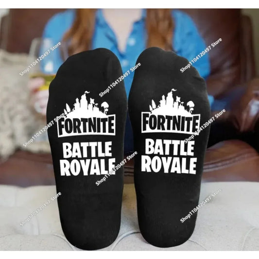 FORTNITE Sportsocken Sommer Schwarz Weiß Atmungsaktive Low-Cut-Socken No-Show Baumwolle Weiche Sport- und Freizeitsocken Kurz