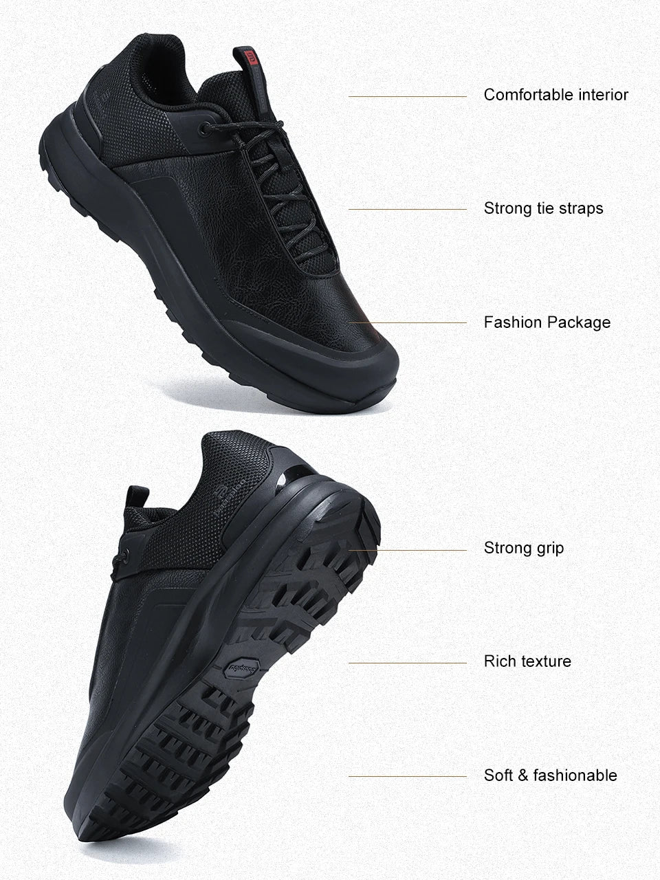 Baasploa Hiking Shoes Men Outdoor Waterproof Camping Resistant Non-Slip Sneakers Casual Lightweight Lace-Up Walking Shoes for Men