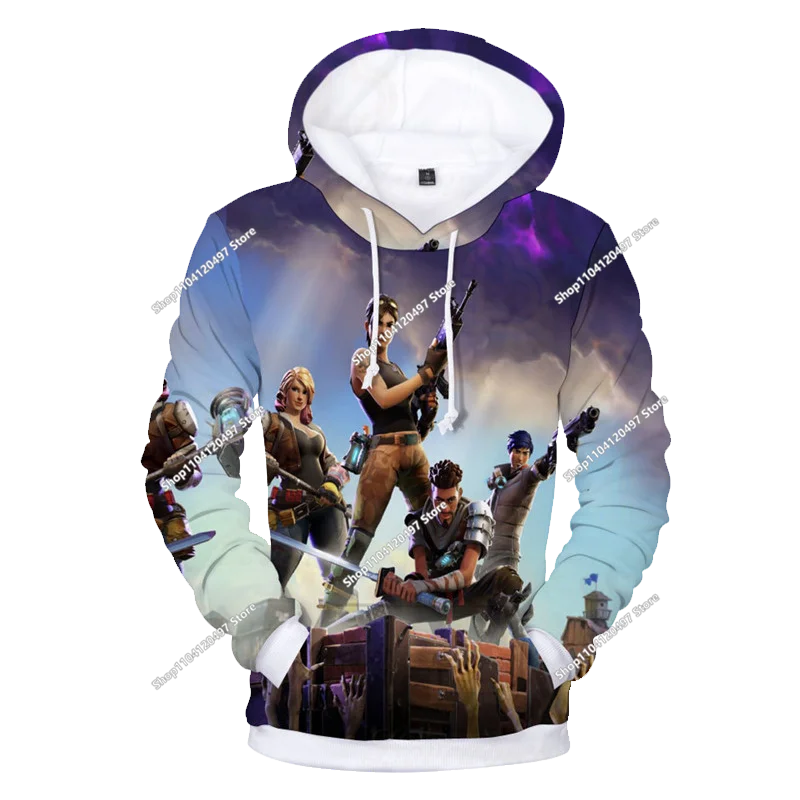 Детски аниме суитшърт с качулка Fortnite, мъжки streetwear хип-хоп спортен стил, ежедневен свободен суитшърт за навън, модерен дизайн