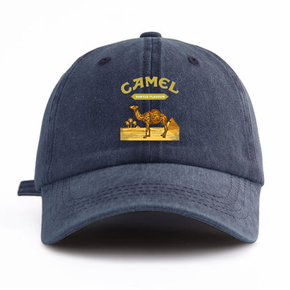 1pc Camel Print Washed Baseball Cap for Adults,  Minimalist Retro Style Casual Soft Adjustable Dad Hat, Perfect As Gift