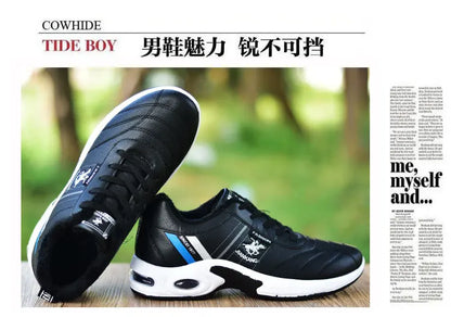 Men's Leather Sneakers Casual Versatile Outdoor Non-slip Running Footwear Fashion Men's Board Shoes Zapatos Homme