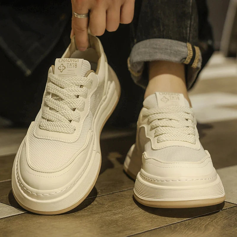 Ultraleichte atmungsaktive Mesh-Sneaker für Herren 2025 – modische Freizeitschuhe mit dicker Sohle, komfortable Schnür-Trainer für tägliche Spaziergänge