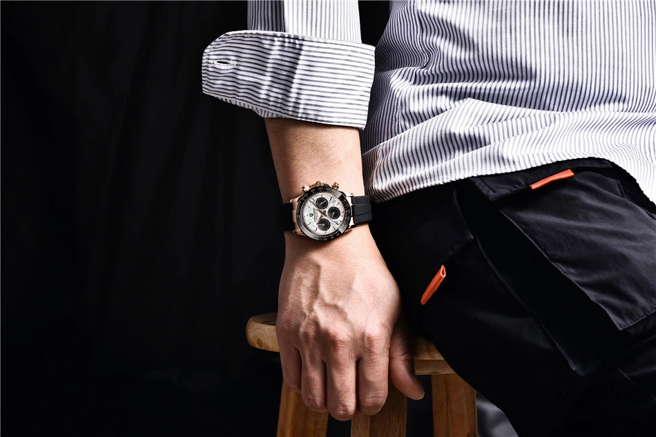 PAGANI DESIGN V2 40MM Meteorite dial Men Quartz Watches Sapphire Retro Chronograph  Waterproof Watch For Men Reloj0 hombr