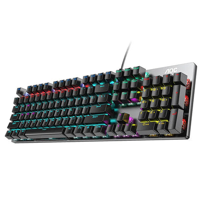 GK410 104 Keys Metal Panel Mechanical Keyboard RGB Light Green Black Tea Axis Esports Full Non-Impact Game Computer Keyboard