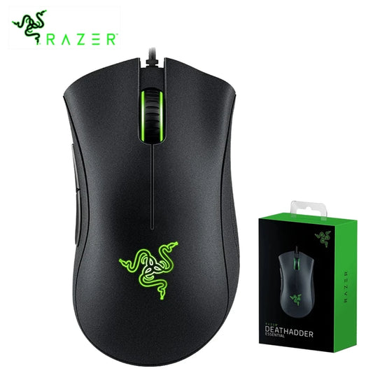 Original Razer DeathAdder Essential trådbunden gamingmus 6400DPI optisk sensor 5 oberoende knappar för bärbar dator och gaming-PC
