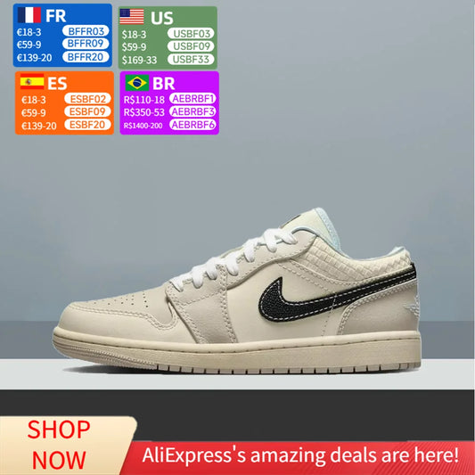 Nike Air Jordan 1 Low Unisex Basketball Shoes, Cushioned Comfort Lightweight Support for Sport & Casual Wear HQ3440-101