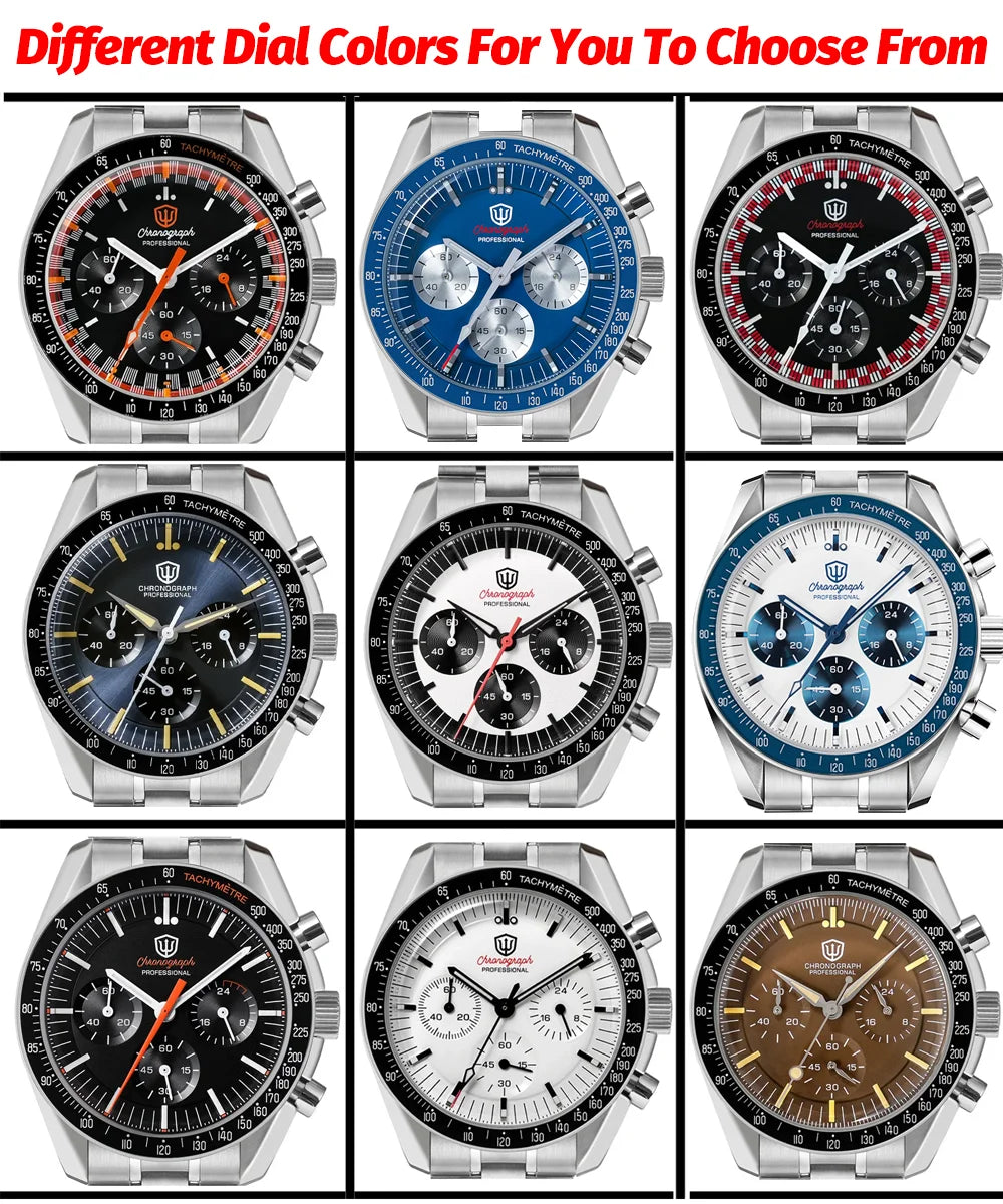 Orologio da uomo Watchdives New Wd1863 al quarzo VK63, cronografo con vetro zaffiro bombato, impermeabile, 39 mm, in acciaio, top brand, orologio business di lusso