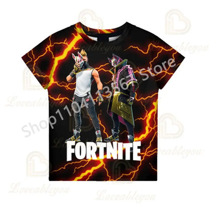 Kinder 100-160cm Hot Sale F-Fortnited Sommer-T-Shirt für Jungen und Kleinkinder, lustige Gaming-T-Shirts, modisches Geburtstagsgeschenk für Mädchen und Jungen