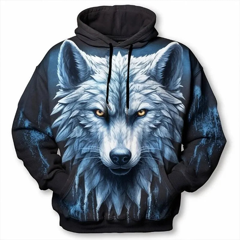 Animal Hoodie For Men Wolf Print High-Quality Men's Pullover Autumn Fashion Top Street Hoodie Designer Long Sleeved Sportswear