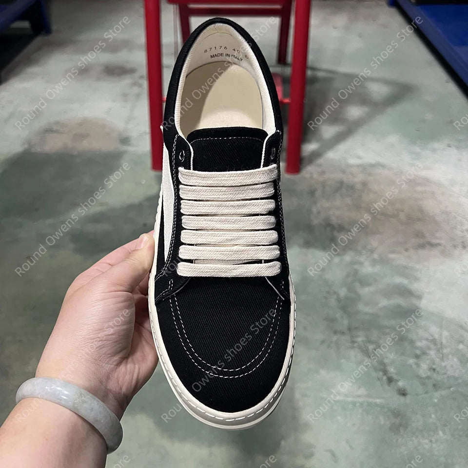 Casual Shoes Men Low Top Quality Denim Lace Up Thick Sole Luxury Designer Hip-hop Dunk Sport Trainers Women Summer Flat Sneakers