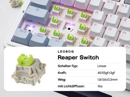 Teclado mecânico sem fios EPOMAKER x AULA F75 ISO-DE com conectividade tri-modo, layout alemão QWERTZ e bateria de 4000 mAh